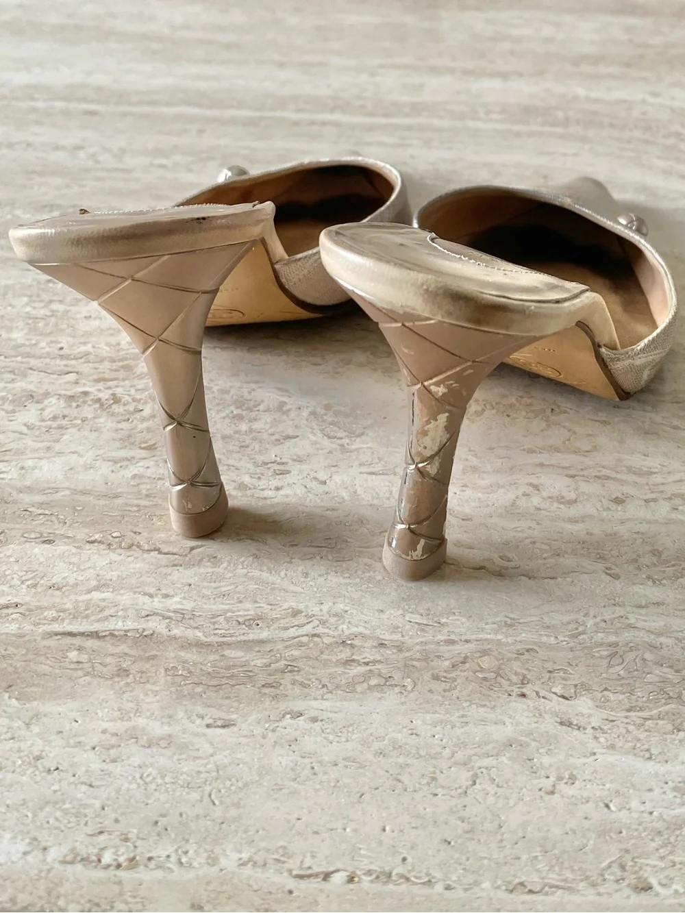 Vintage Chanel Travel Line Matelasse Heel Mules